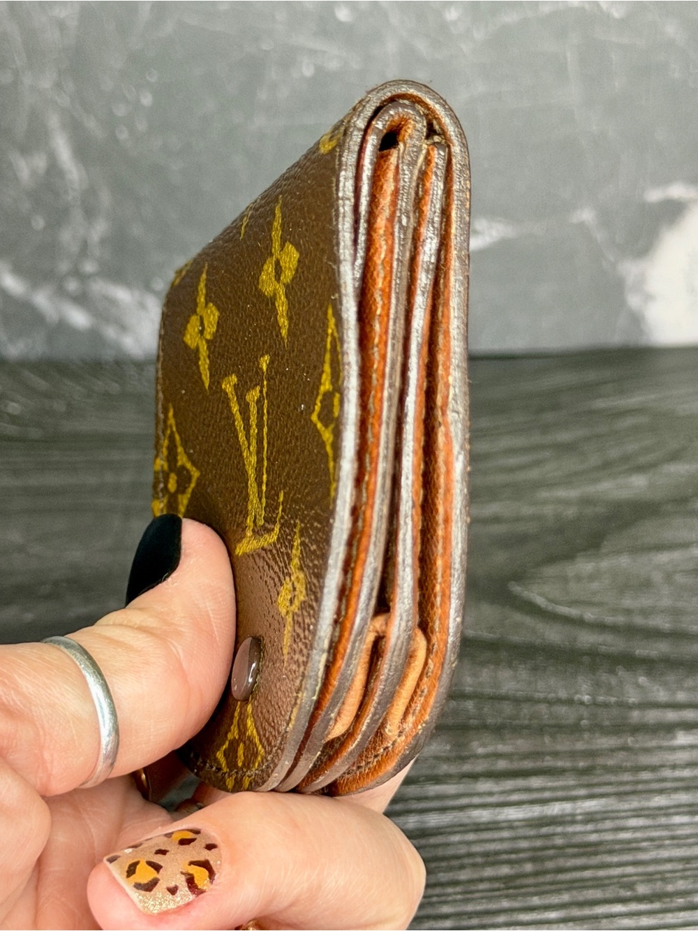 Louis Vuitton Monogram Coin Wallet Vintage Snap Pouch Brown LV Authentic - Picture 5 of 13